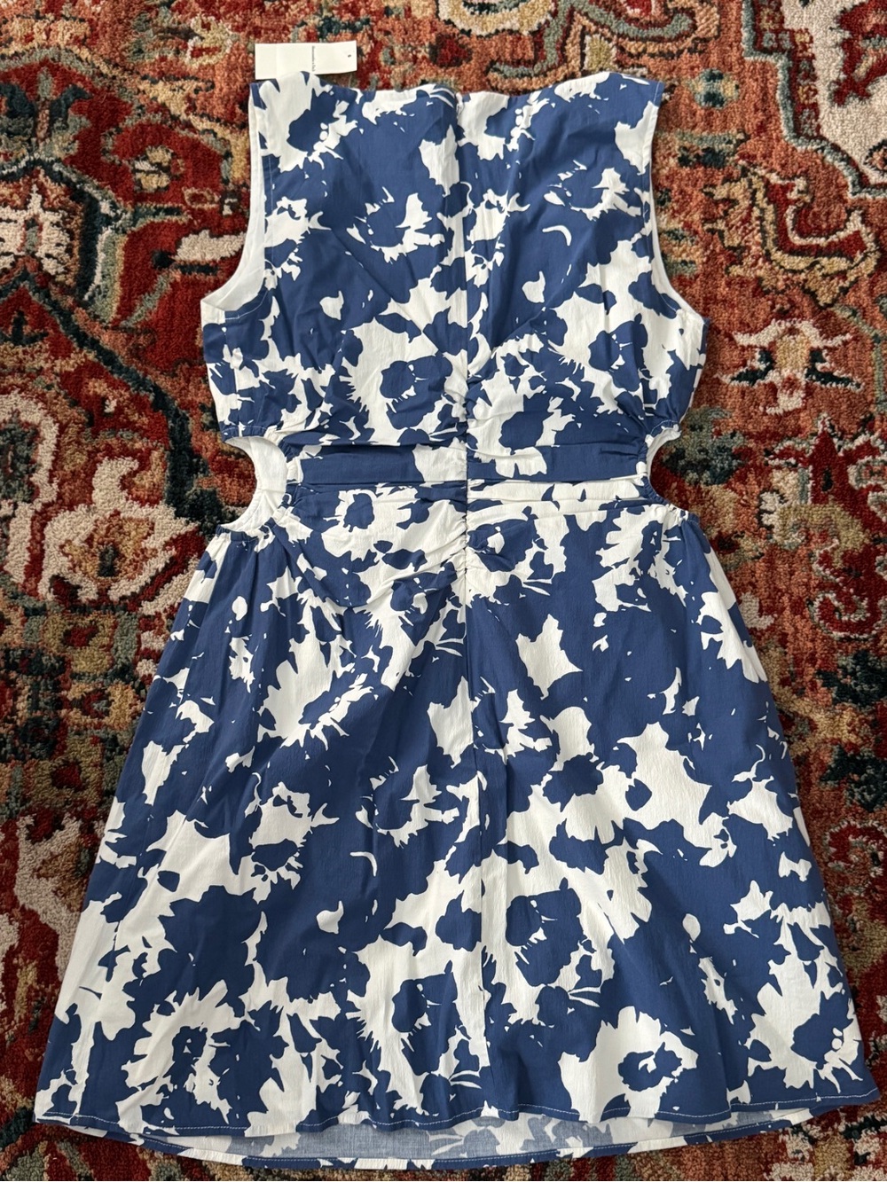 Abercrombie and Fitch Floral Stretch Cotton Cutout Mini Dress - Picture 3 of 7